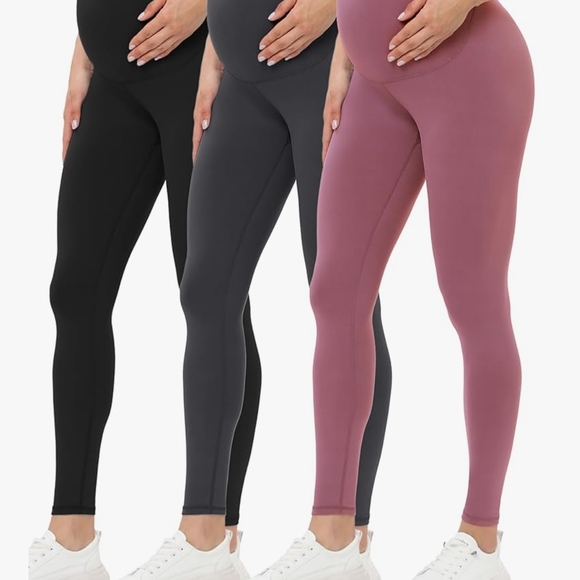 Maternity Leggings in Black, Gray, and Pink - Picture 1 of 2